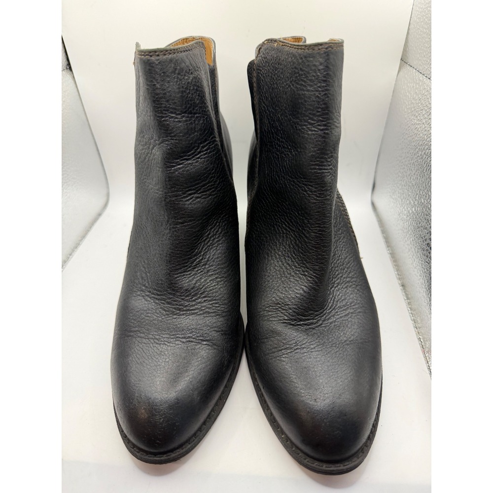 Sofft Black Pebbled Leather Ankle Boots Block Heel Side Zip Booties 9.5M 1537501